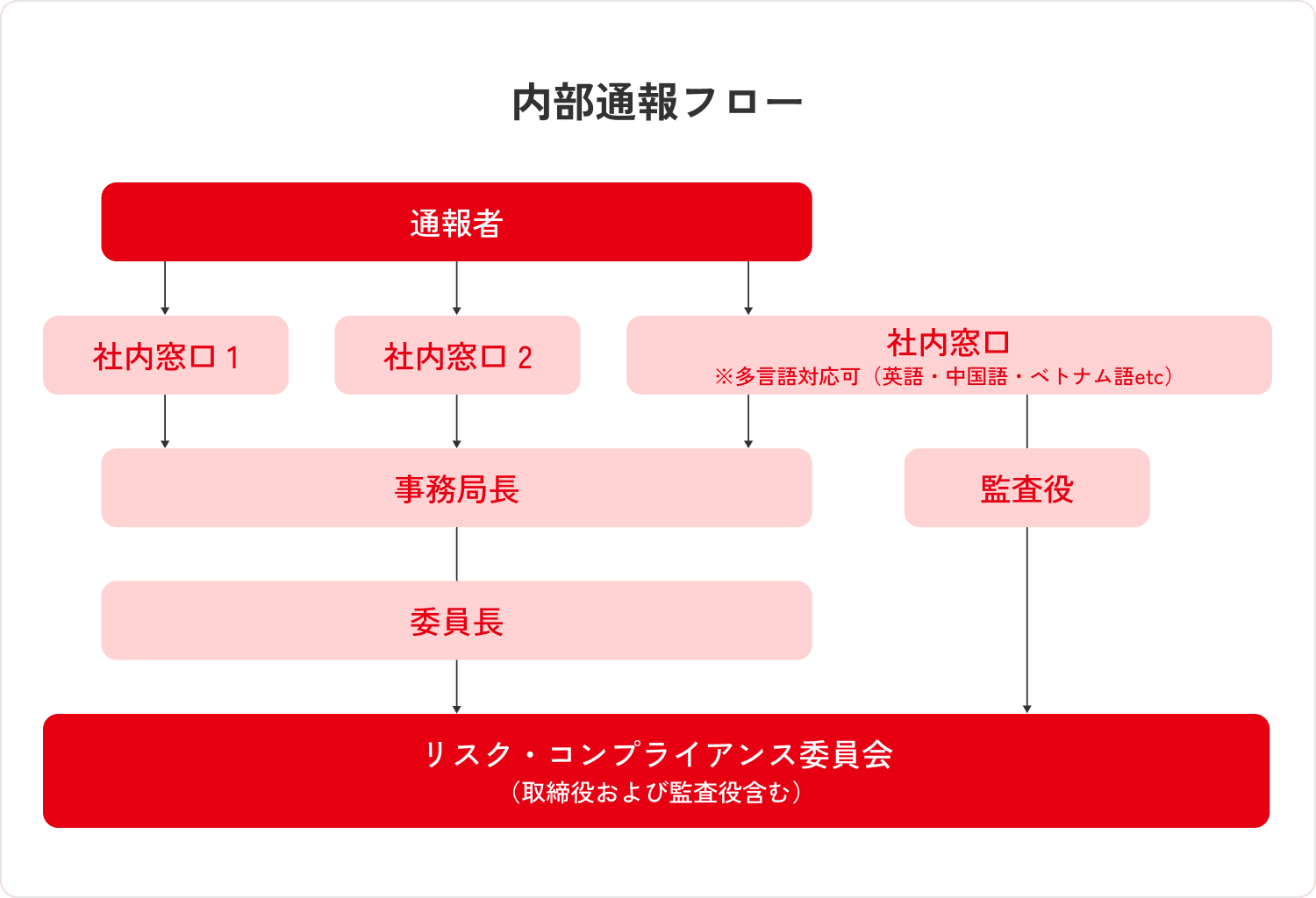 Establishment of an internal reporting system